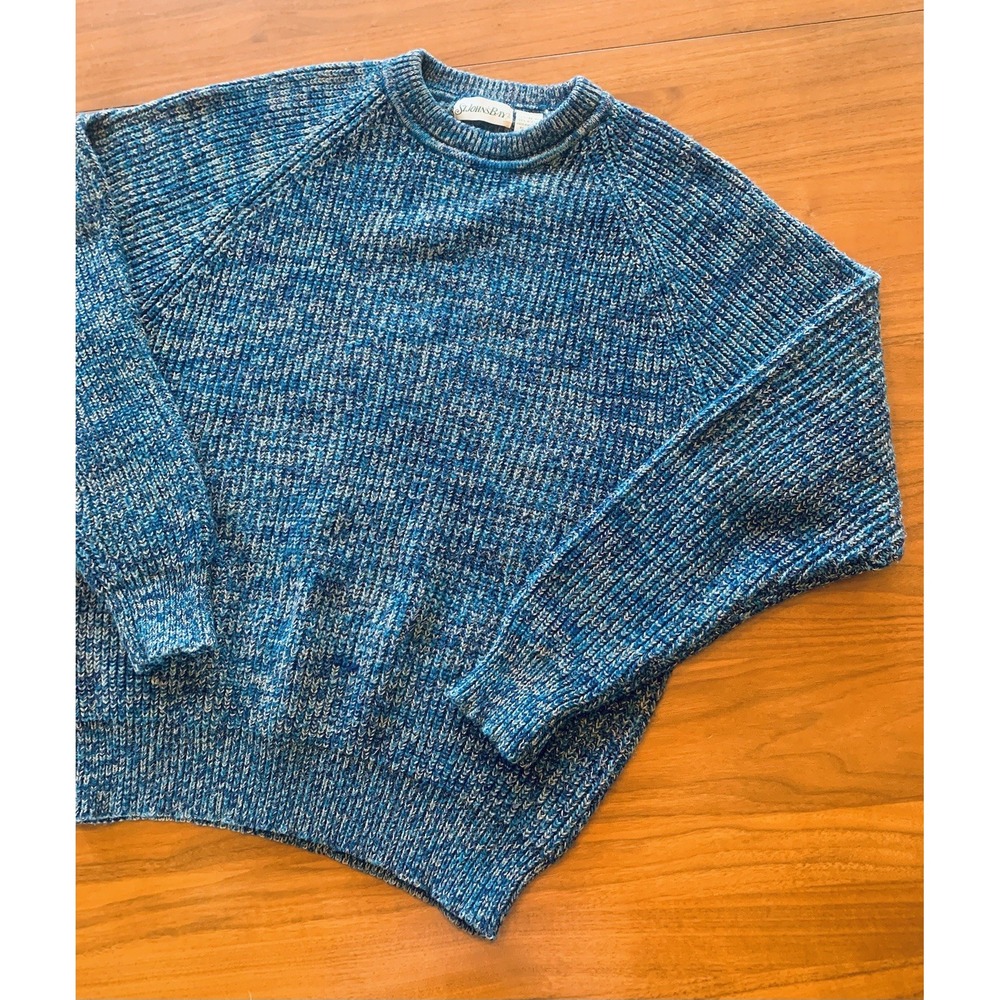 Vintage St. John's Bay Sweater Men XL Tall Blue Teal Chunky Fisherman Crewneck